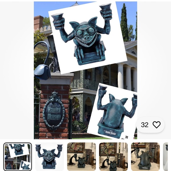 Disney Haunted Mansion Gargoyle Candle Holders - Dark Gray - Picture 4 of 5